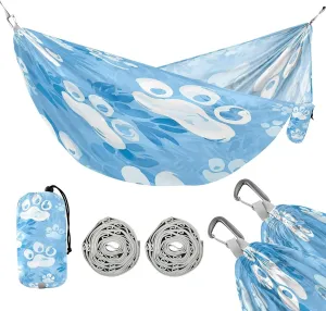 ATTX Dog Paw Prints Camping Hammock - Lightweight & Portable Hammocks, Heavy Duty 330lbs Capacity for Indoor, Hiking, Backpacking, Travel, Backyard, Beach#364