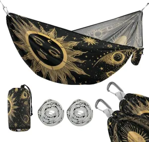 ATTX Golden Sun and Moon Camping Hammock - Lightweight & Portable Hammocks, Heavy Duty 330lbs Capacity for Indoor, Hiking, Backpacking, Travel, Backyard, Beach#101