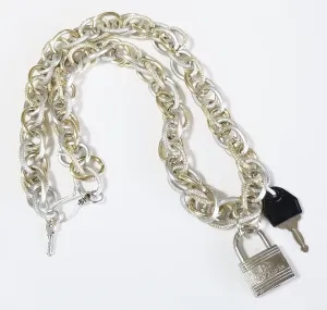 Authentic Vintage Pierre Cardin Padlock Punk Unisex Chain Necklace Earrings Key Chain Bag One of a Kind
