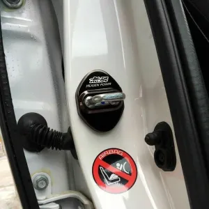 Auto Car Accessory 4x For JDM For MUGEN Black Stainless Steel Car Door Lock Protective Cover Case Sticker Style_8888