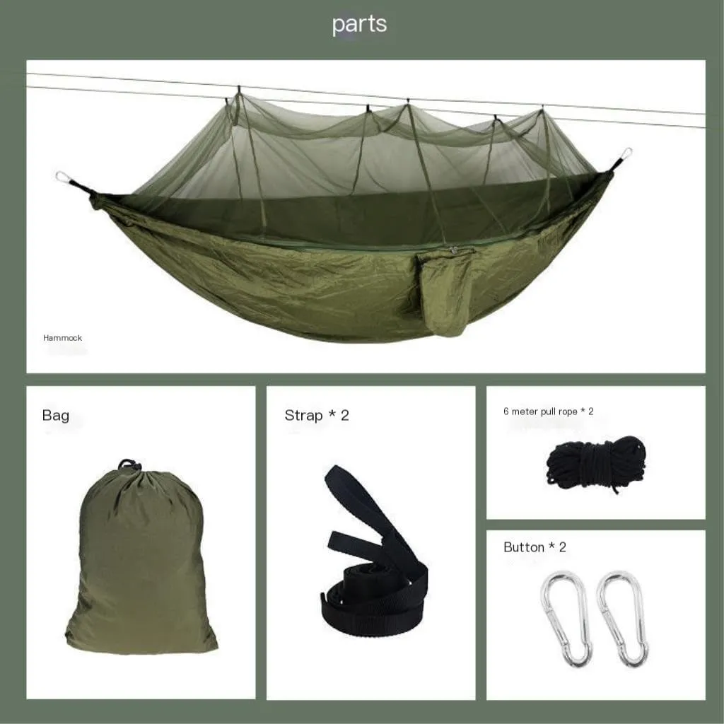 Backyard Patio Hammocks Outdoor Mosquito Net Hammock Anti-Mosquito Anti-Rollover Nylon Camping Outdoor Portable Swing Hammock Camping Essentials(Purple)