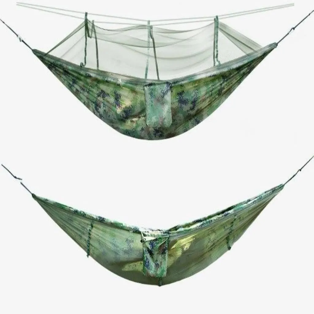 Backyard Patio Hammocks Outdoor Mosquito Net Hammock Anti-Mosquito Anti-Rollover Nylon Camping Outdoor Portable Swing Hammock Camping Essentials(Purple)