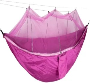 Backyard Patio Hammocks Outdoor Mosquito Net Hammock Anti-Mosquito Anti-Rollover Nylon Camping Outdoor Portable Swing Hammock Camping Essentials(Purple)