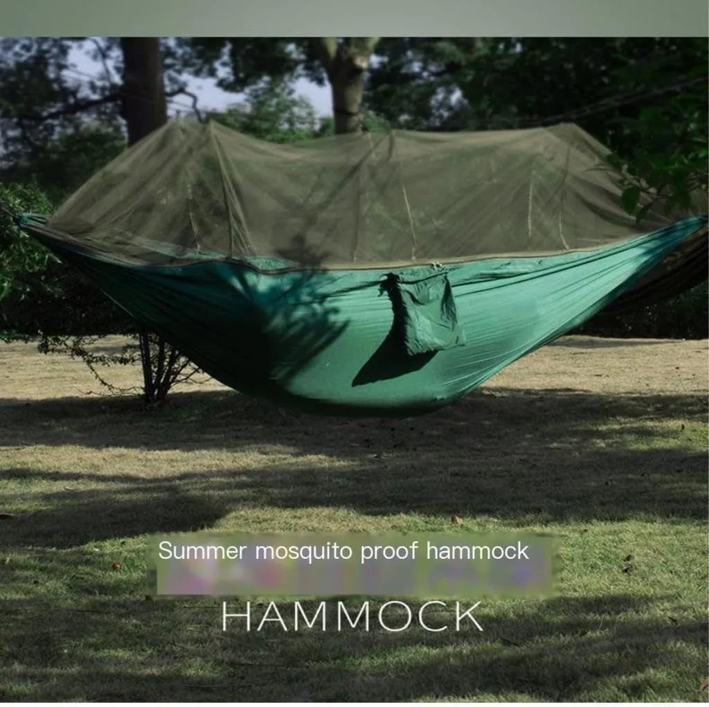 Backyard Patio Hammocks Outdoor Mosquito Net Hammock Anti-Mosquito Anti-Rollover Nylon Camping Outdoor Portable Swing Hammock Camping Essentials(Purple)