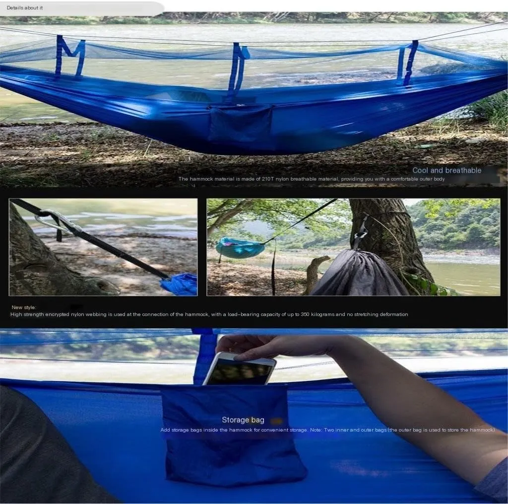 Backyard Patio Hammocks Outdoor Mosquito Net Hammock Anti-Mosquito Anti-Rollover Nylon Camping Outdoor Portable Swing Hammock Camping Essentials(Purple)