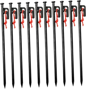 Balacoo Heavy Duty Tent Stakes 10pc Outdoor Ground Nails Easy to Drive Tips Secure Your Tent Tarp Canopy and More Includes Storage Bag