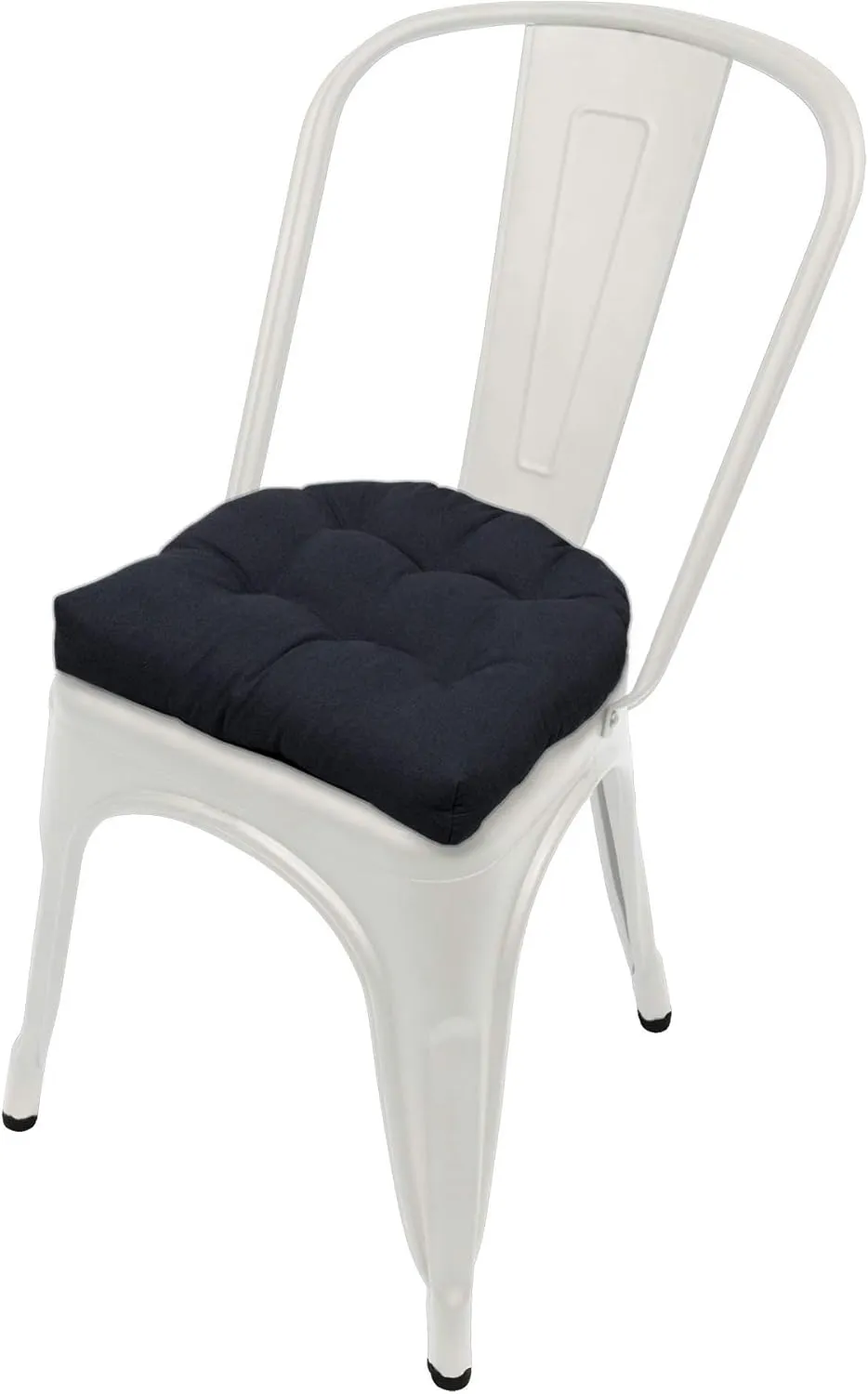 Barnett Home Decor Cotton Duck Black 14" Industrial Chair Cushion with Ties - Fits Most tolix Style Metal Chairs - Made in USA - Reversible - Machine Washable