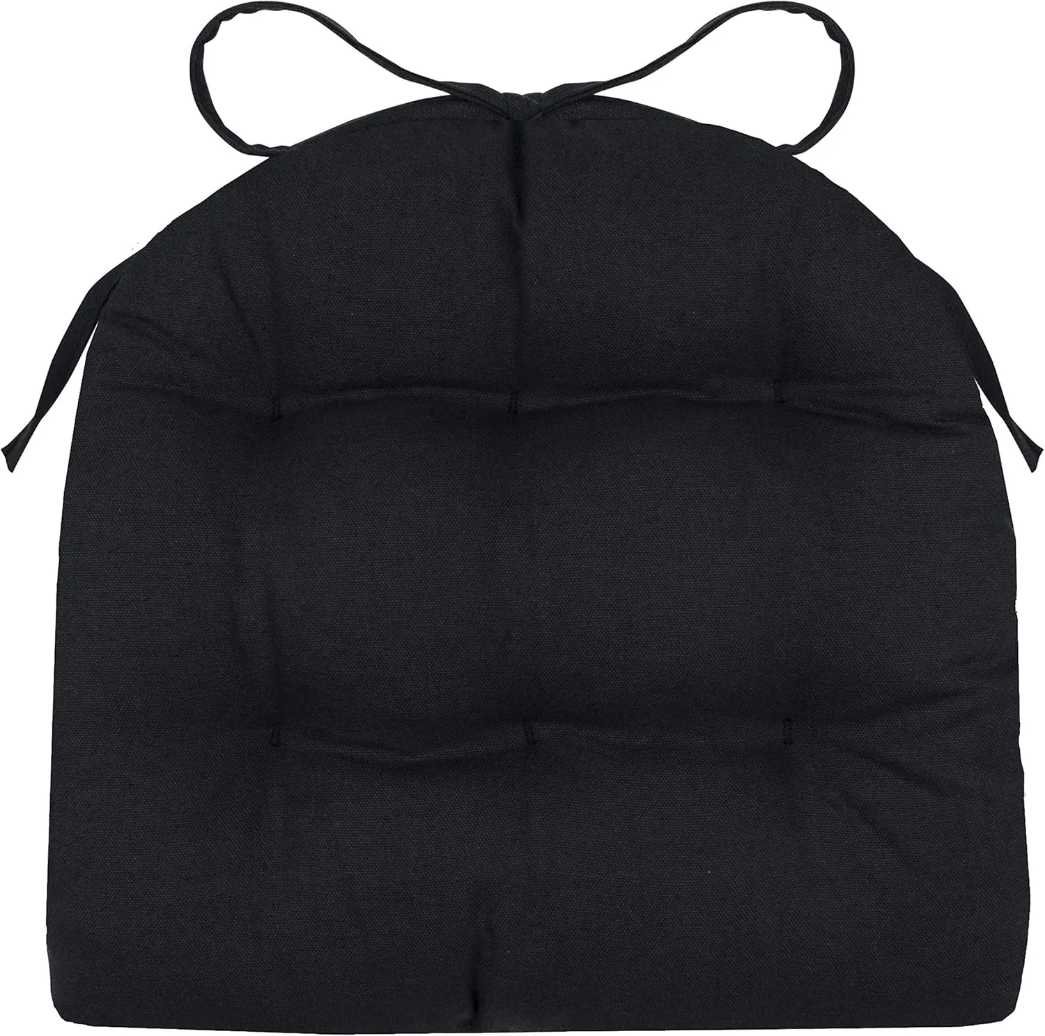 Barnett Home Decor Cotton Duck Black 14" Industrial Chair Cushion with Ties - Fits Most tolix Style Metal Chairs - Made in USA - Reversible - Machine Washable