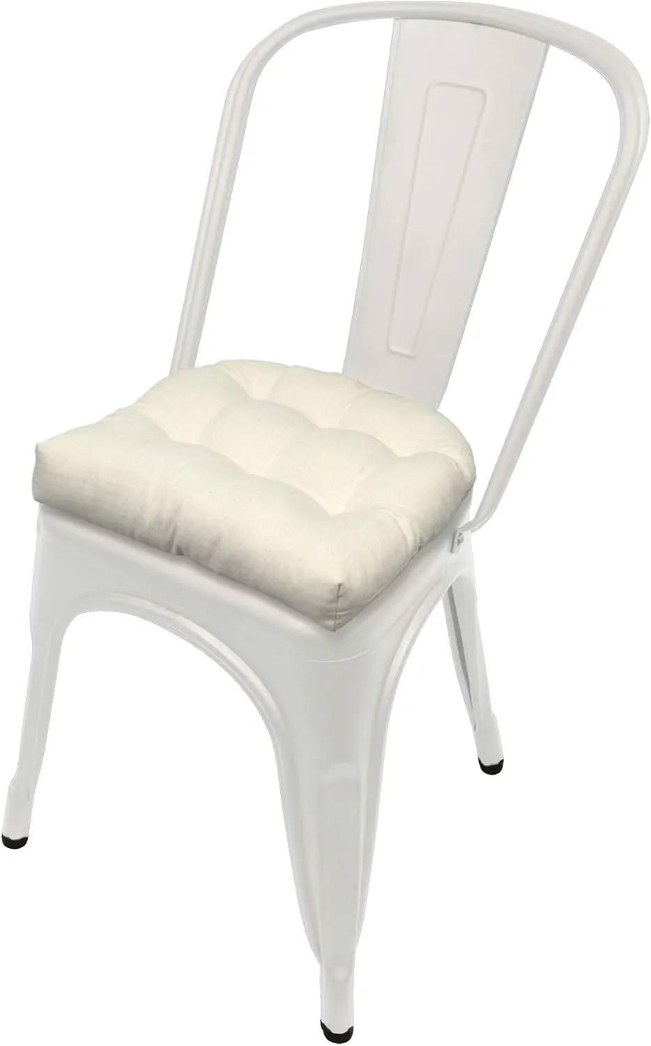 Barnett Home Decor Cotton Duck Natural 14" Industrial Chair Cushion with Ties - Fits Most tolix Style Metal Chairs - Made in USA - Reversible - Machine Washable (Unbleached Cotton)