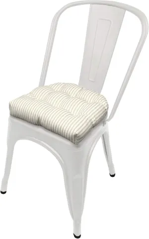 Barnett Home Decor Ticking Stripe Natural - 14" Industrial Chair Cushion with Ties - Fits Most tolix Style Metal Chairs - Made in USA - Reversible - Machine Washable