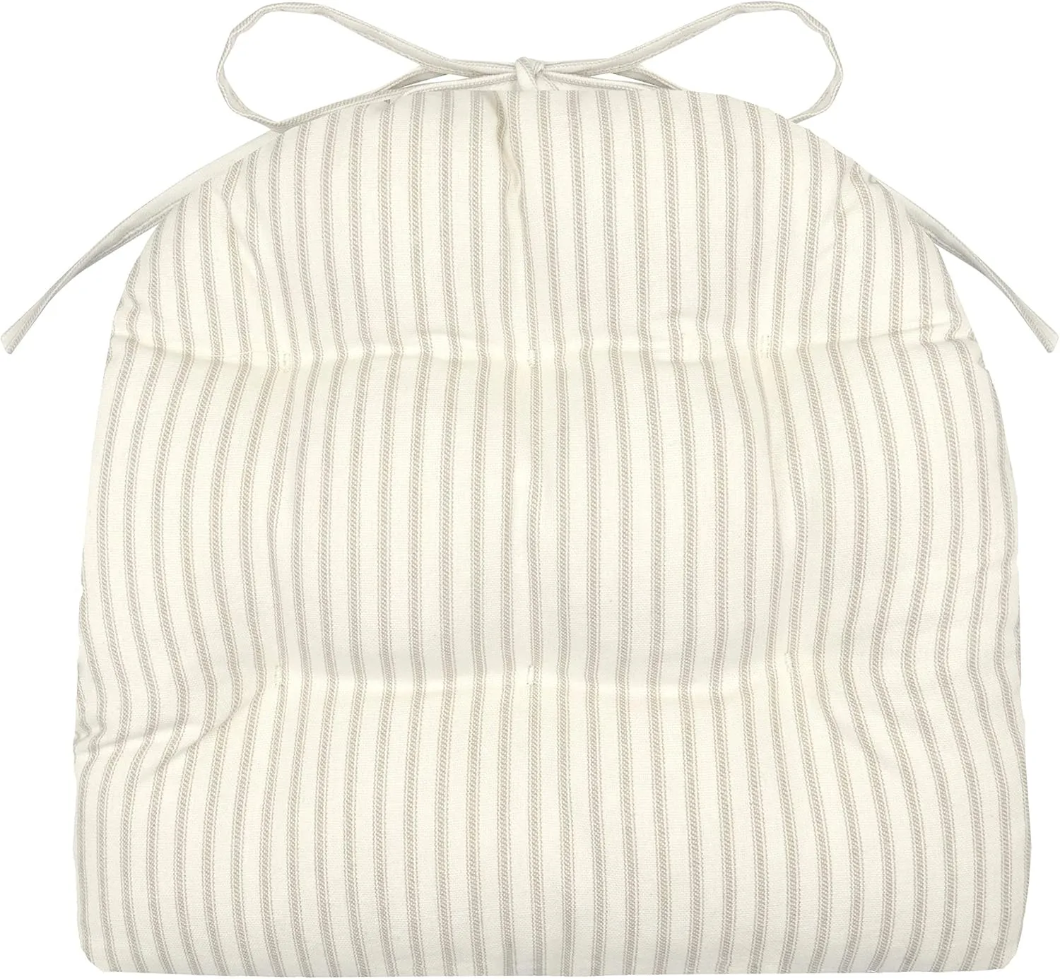 Barnett Home Decor Ticking Stripe Natural - 14" Industrial Chair Cushion with Ties - Fits Most tolix Style Metal Chairs - Made in USA - Reversible - Machine Washable