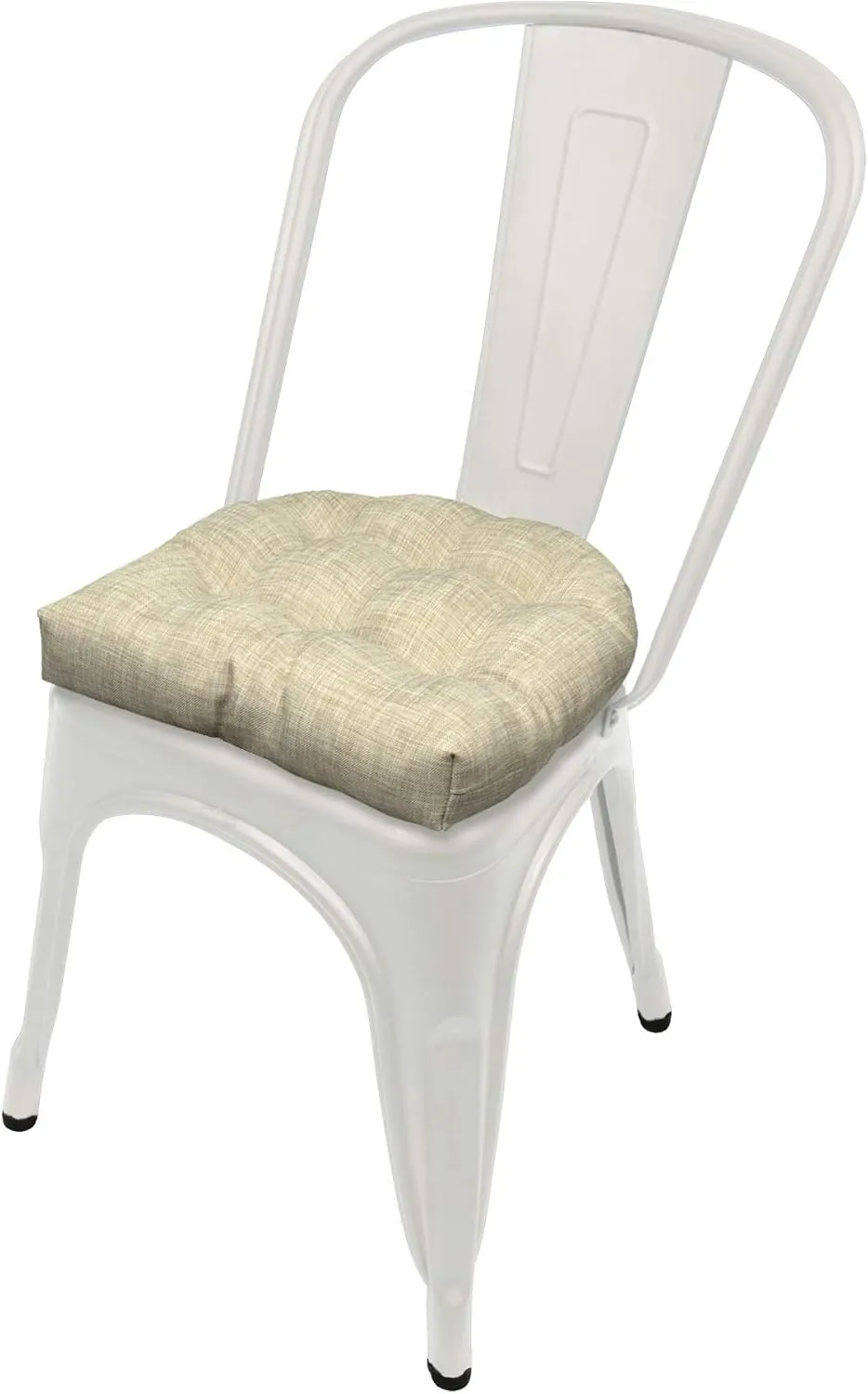 Barnett Home Decor Tolix Chair Pad, Hayden Beige, Metal Chair Cushions, 14x14 Chair Cushions Fit Most Tolix Chairs, Latex Foam Fill Small Seat Cushion with Ties (Neutral / 14" / Mid-Century)