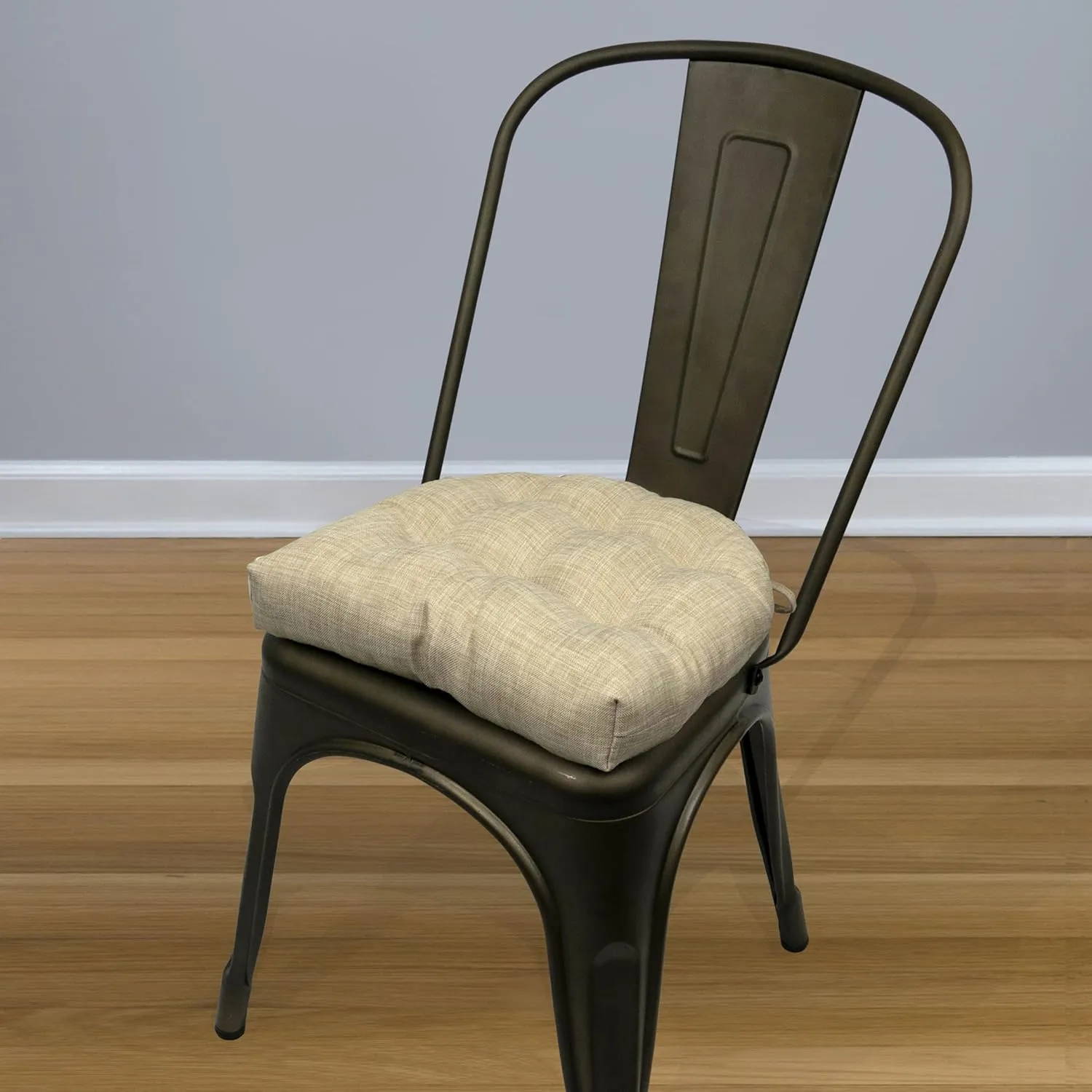 Barnett Home Decor Tolix Chair Pad, Hayden Beige, Metal Chair Cushions, 14x14 Chair Cushions Fit Most Tolix Chairs, Latex Foam Fill Small Seat Cushion with Ties (Neutral / 14" / Mid-Century)
