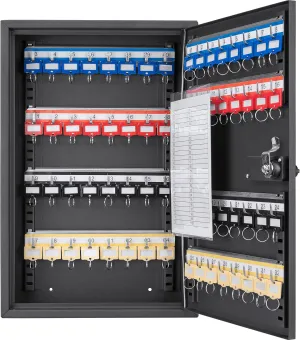 Barska 64 Position Key Lock Box – Wall Mount Steel Key Cabinet with Numbered Hooks, Index Log, Colored Key Tags for Home or Office
