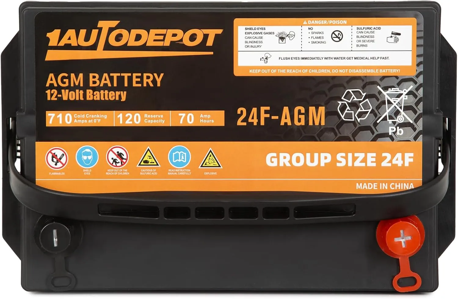 BCI Group 24F Car Battery, 12V 70Ah Automotive Battery Premium Maintenance Free AGM Batteries, 710CCA, 120RC, 36 Months Warranty