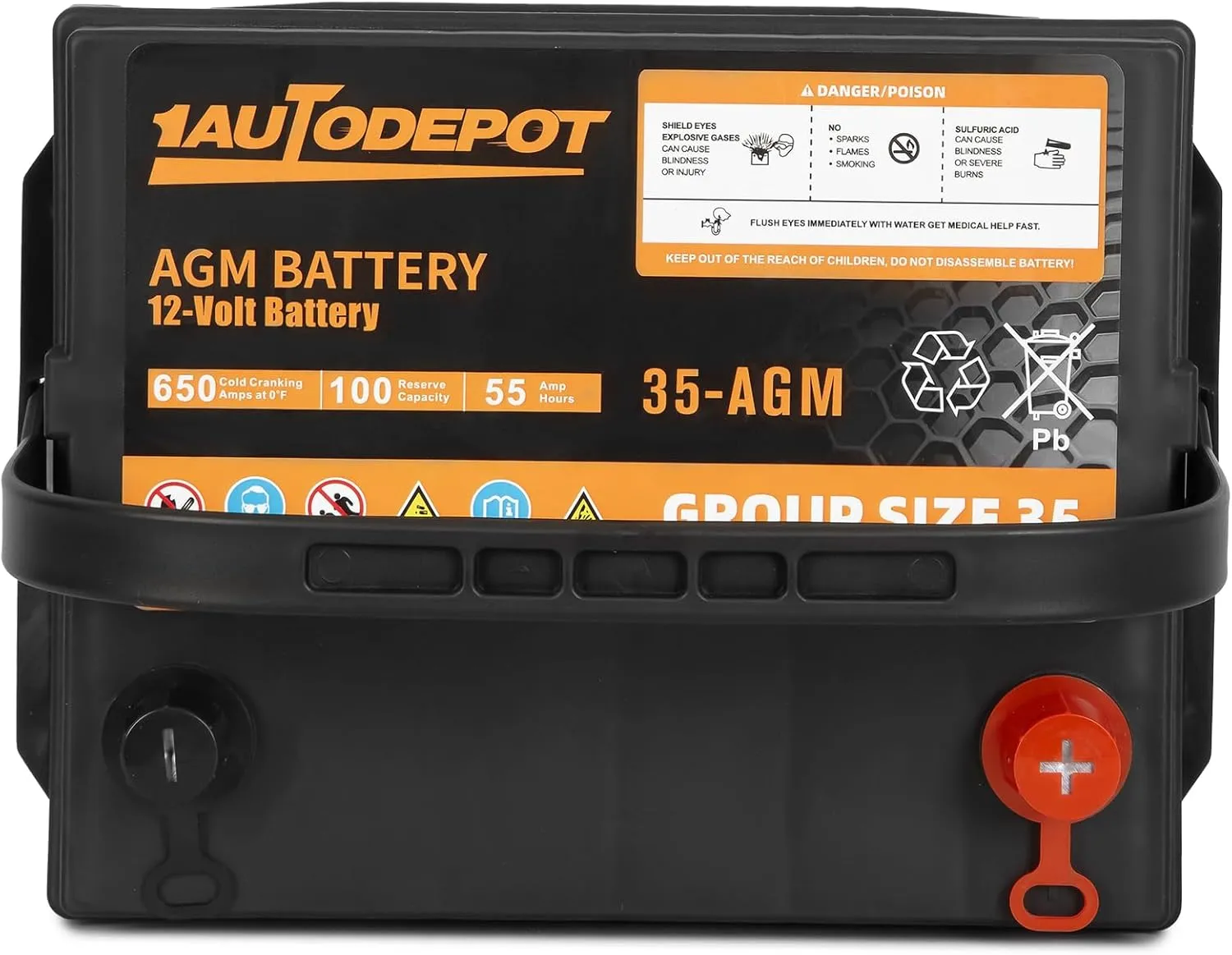 BCI Group 35 Car Battery, 12V 55Ah Automotive Battery Premium Maintenance Free AGM Batteries, 650CCA, 100RC, 36 Months Warranty