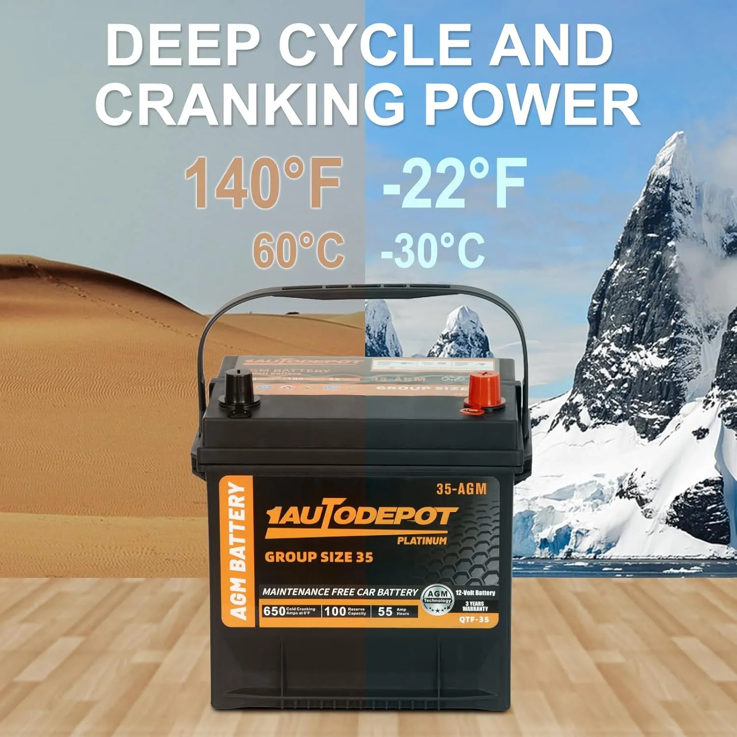 BCI Group 35 Car Battery, 12V 55Ah Automotive Battery Premium Maintenance Free AGM Batteries, 650CCA, 100RC, 36 Months Warranty