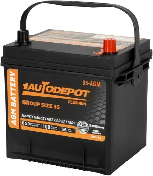 BCI Group 35 Car Battery, 12V 55Ah Automotive Battery Premium Maintenance Free AGM Batteries, 650CCA, 100RC, 36 Months Warranty