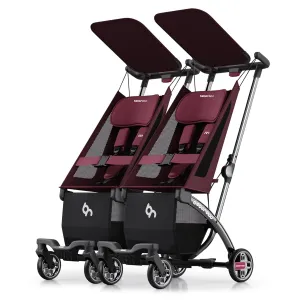 Beberoad Love R1 Auto-Folding Ultra Lightweight Double Stroller Twin Strollers, Side by Side Stroller for Babies and Toddlers Aged 6-36 Months, Only 23.5 lbs, Can Turn into Two Single Strollers, Red