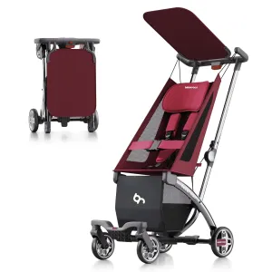 Beberoad Love R1 Auto-Folding Ultra Lightweight Travel Stroller for Airplane, Small Compact Stroller for Babies and Toddlers with Pillow, Sunshade, Cup Holder (Red)