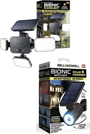 Bell Howell Bionic Spotlight Light and Floodlight Solar-Powered, Motion-Sensing, Outdoor All-Season Water Proof 108 Powerful Security Lighting for Outdoor and Garage Lighting As Seen On TV