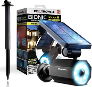 Bell Howell Bionic Spotlight Original LED Solar Outdoor Lights with Motion Sensor Super Bright Outdoor Solar Lights Waterproof Landscape Lighting for Yard, Garden Outdoor Lighting As Seen On TV
