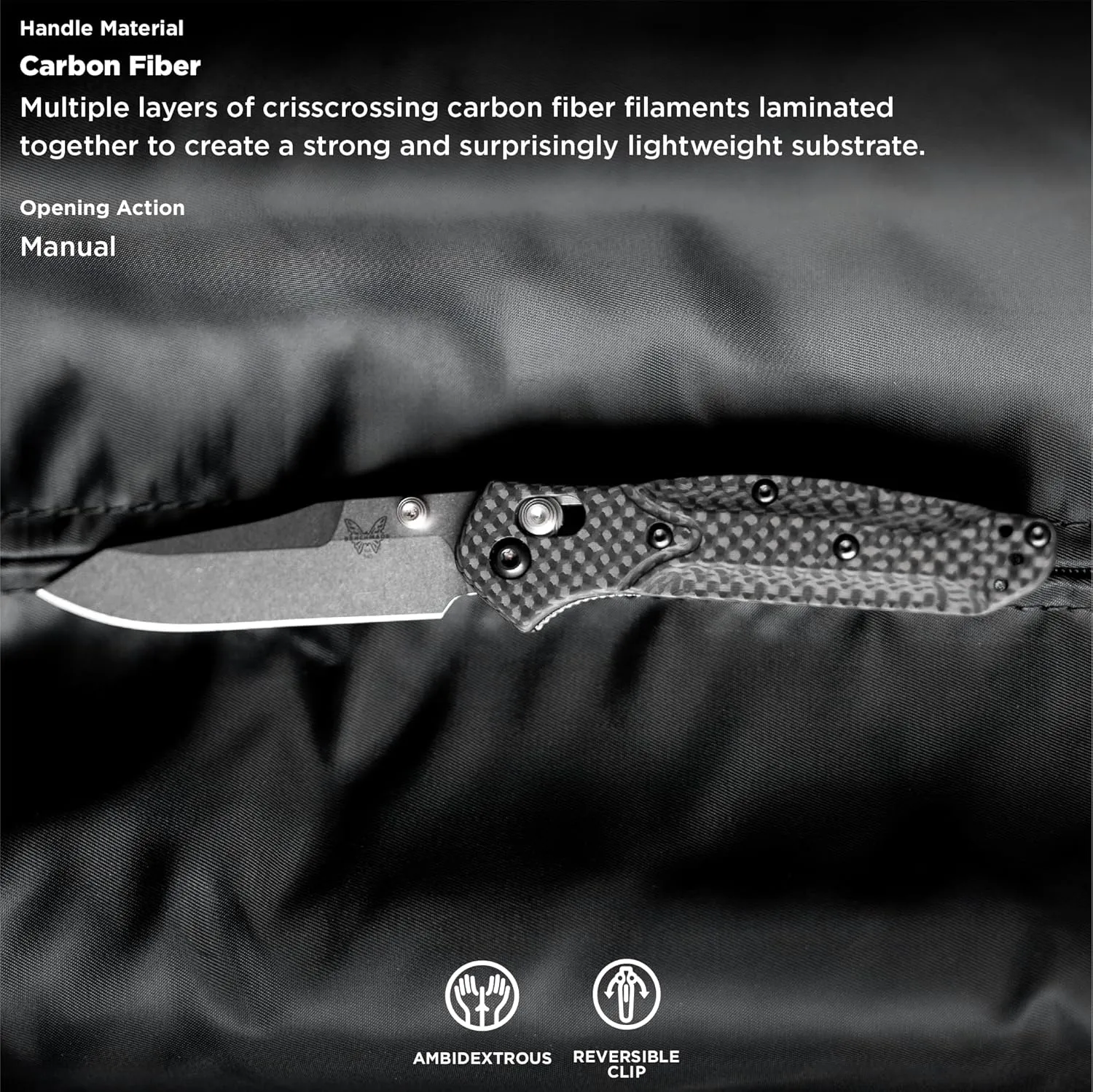 Benchmade - Mini Osborne 945 Folding Knife with Black Carbon Fiber Handle (945-2)