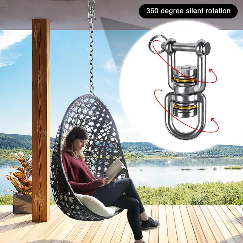 BeneLabel Heavy Duty Swing Swivel - Stainless Steel 360° Rotation Device for Web Tree Swing, Aerial Yoga, Hammock Chair - Smooth, Safe, and Durable - 770LB Capacity, 2 Pack