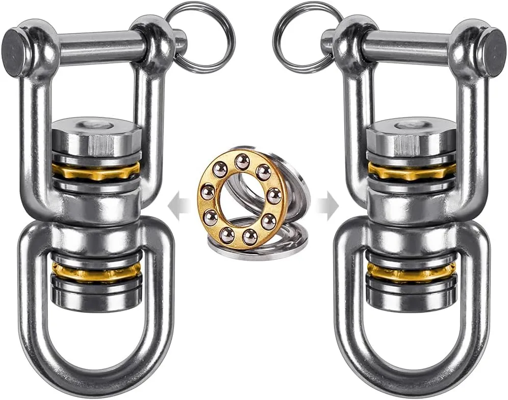 BeneLabel Heavy Duty Swing Swivel - Stainless Steel 360° Rotation Device for Web Tree Swing, Aerial Yoga, Hammock Chair - Smooth, Safe, and Durable - 770LB Capacity, 2 Pack
