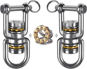 BeneLabel Heavy Duty Swing Swivel - Stainless Steel 360° Rotation Device for Web Tree Swing, Aerial Yoga, Hammock Chair - Smooth, Safe, and Durable - 770LB Capacity, 2 Pack