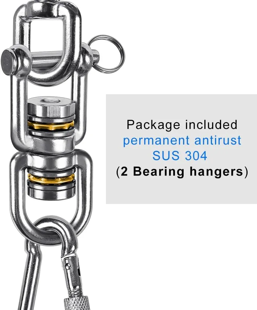 BeneLabel Heavy Duty Swing Swivel - Stainless Steel 360° Rotation Device for Web Tree Swing, Aerial Yoga, Hammock Chair - Smooth, Safe, and Durable - 770LB Capacity, 2 Pack