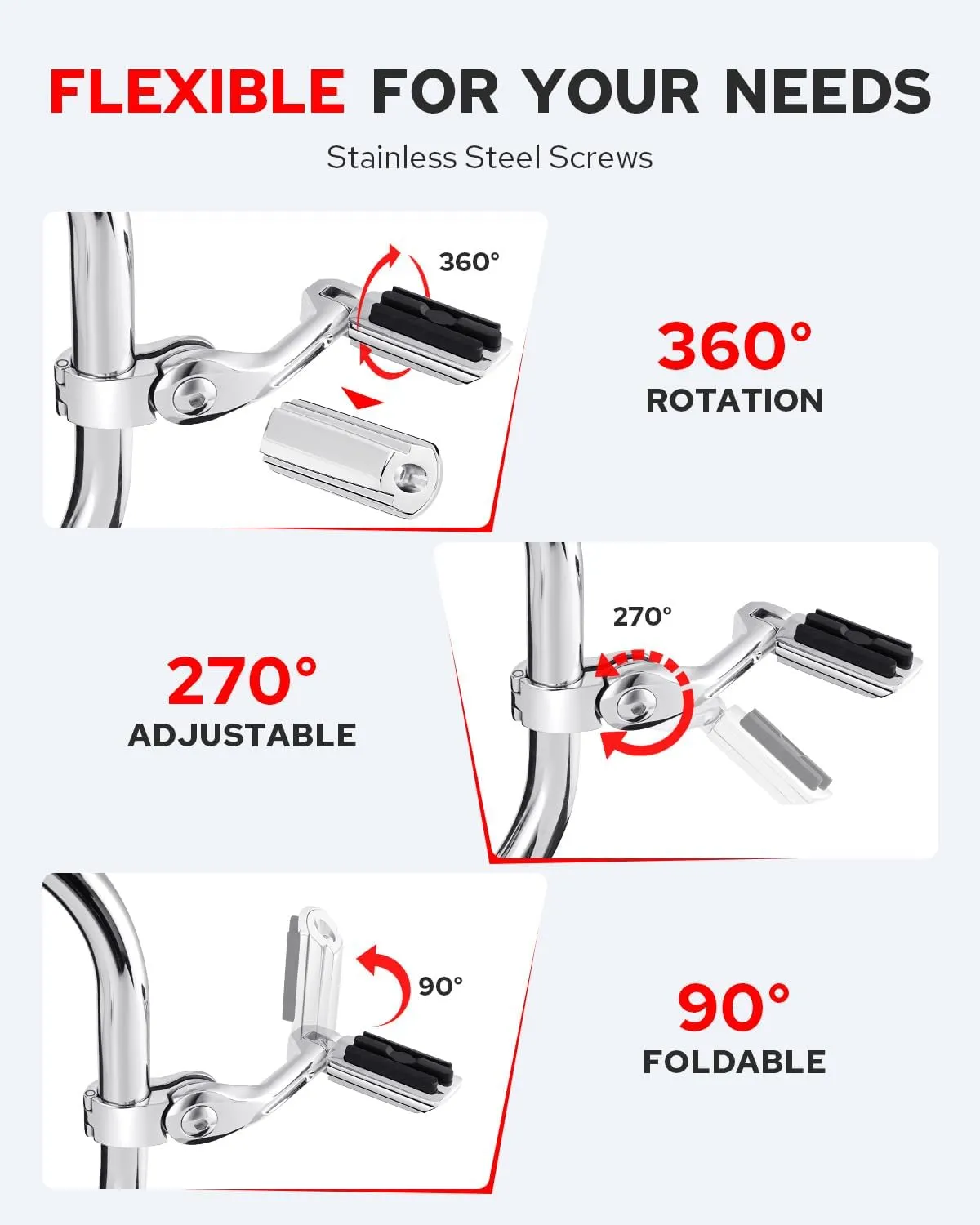 Benlari 1.25" Highway Pegs 304 Stainless Steel Highway Footpegs,Adjustable Long Angled Highway Pegs Fit For Harley Touring Street Glide Electra Glide Road King Softail Dyna