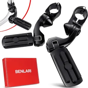Benlari 1.25" Highway Pegs 304 Stainless Steel Highway Footpegs,Adjustable Short Angled Highway Pegs Fit For Harley Touring Street Glide Electra Glide Road King Softail Dyna