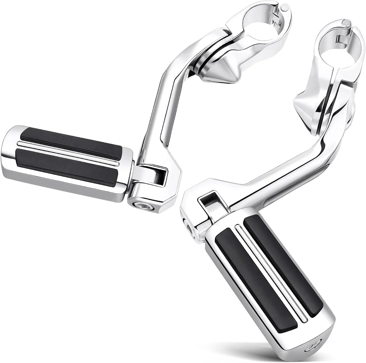 Benlari Highway Pegs,1.25" Motorcycle Foot Pegs Highway Pegs 304 Stainless Steel Long Angled Fit for Harley Davidson Touring Street Glide Road Dyna Sportster Softail fits 1-1/4"(32mm) Engine Guard