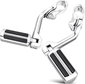 Benlari Highway Pegs,1.25" Motorcycle Foot Pegs Highway Pegs 304 Stainless Steel Long Angled Fit for Harley Davidson Touring Street Glide Road Dyna Sportster Softail fits 1-1/4"(32mm) Engine Guard