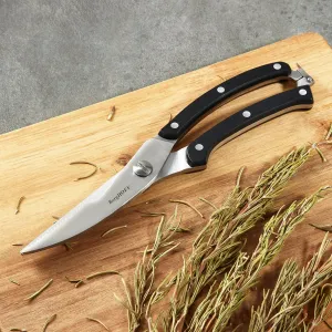 BergHOFF DiNA Gene Stainless Steel Poultry Shears 10in with Triple Rivets Handle Sharp Blade Security Lock Bracket Safe Grip for Cutting Shearing Chicken Meat Fish