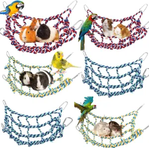 Berlune 6 Pcs Rat Ropes for Cage Rat Cage Accessories Climbing 12.6 x 9.84 Inch Bird Rope Toys for Pet Hammock Hamster Cotton Bridge Bird Ladder for Small Animal Habitat Play