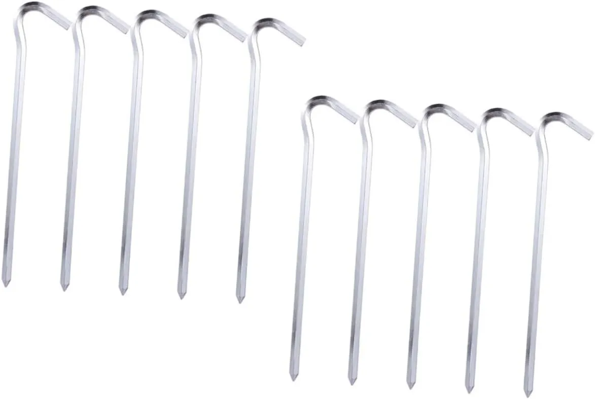 BESPORTBLE 2sets Aluminum Alloy Tent Pegs Camping Accessories 10-Pack Tent Nails Easy to Push and Pull Out for Outdoor Camping 12pcs*2