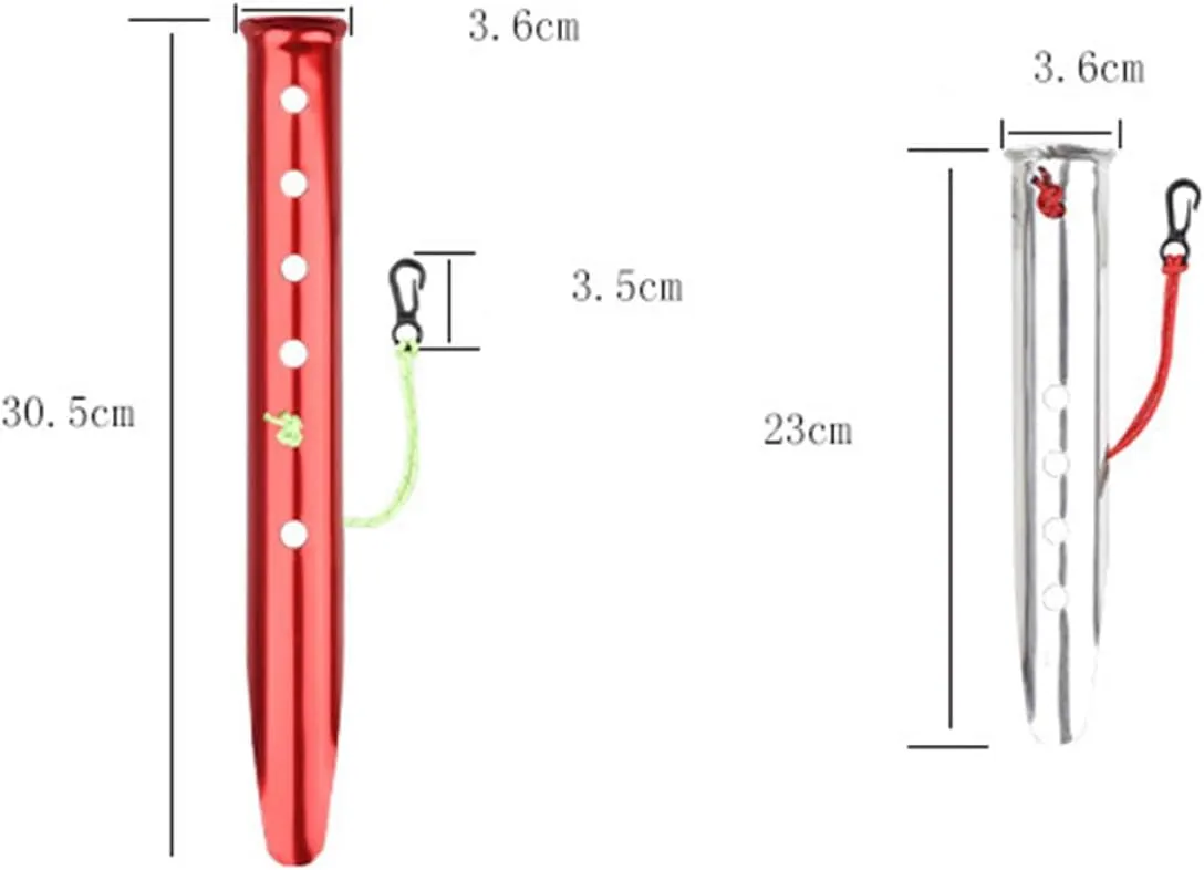 BESPORTBLE 4pcs U-Shaped Aluminum Tent Stakes Heavy Duty Pegs for Camping Hiking and Beach Use Extra Holding Power Snow Random Color Rope Included