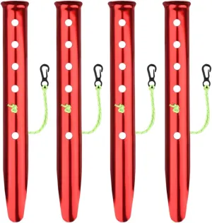 BESPORTBLE 4pcs U-Shaped Aluminum Tent Stakes Heavy Duty Pegs for Camping Hiking and Beach Use Extra Holding Power Snow Random Color Rope Included