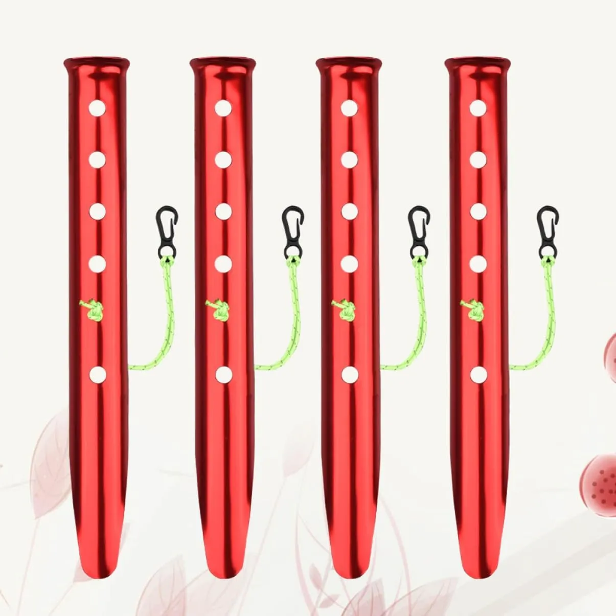 BESPORTBLE 4pcs U-Shaped Aluminum Tent Stakes Heavy Duty Pegs for Camping Hiking and Beach Use Extra Holding Power Snow Random Color Rope Included