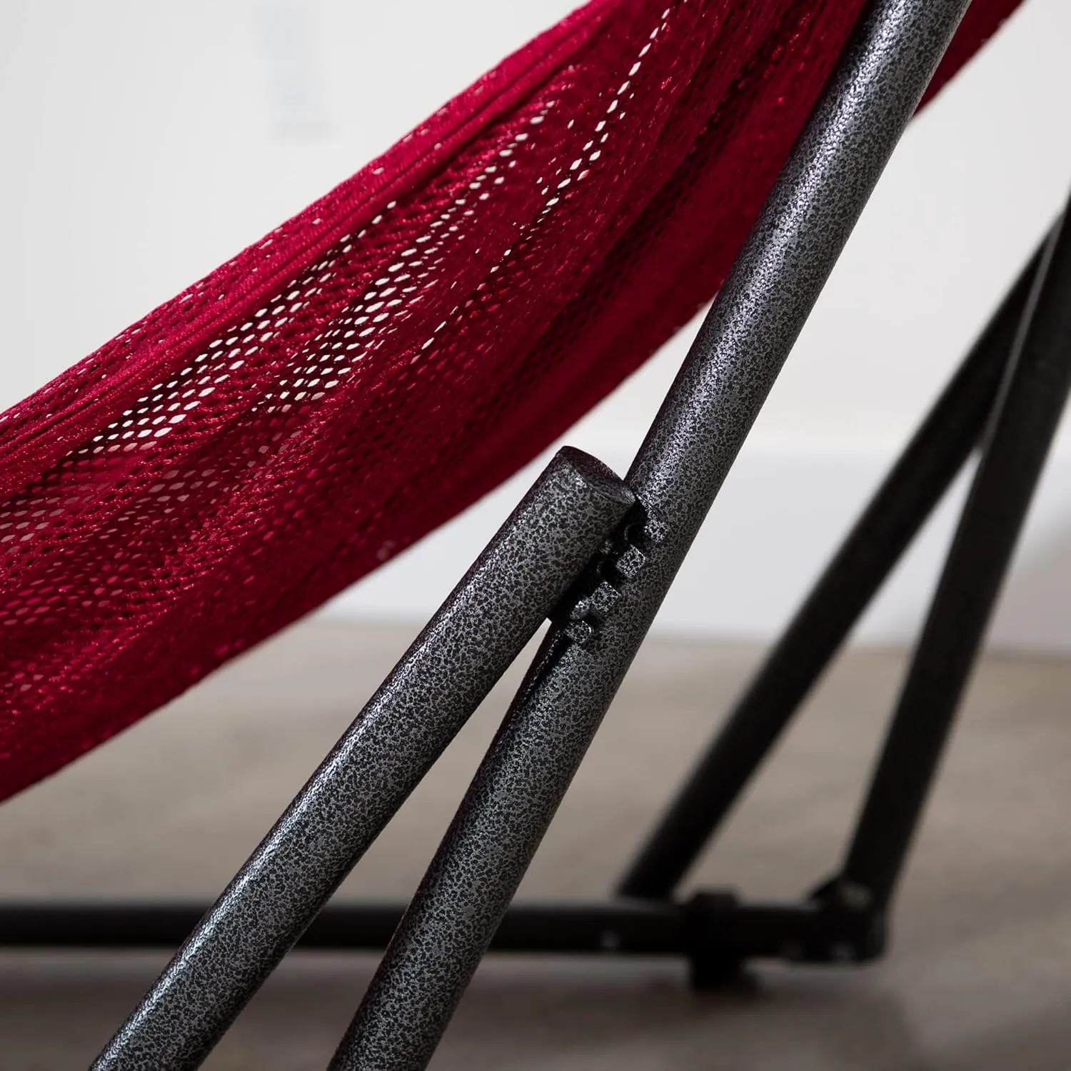 Best Home Fashion Hammock with Collapsible Steel Stand 450 lbs Capacity & Carrying Case, Portable & Adjustable, Perfect for Camping Beach Summer Patio, EZ Daze Foldable Hammock with Stand- RED