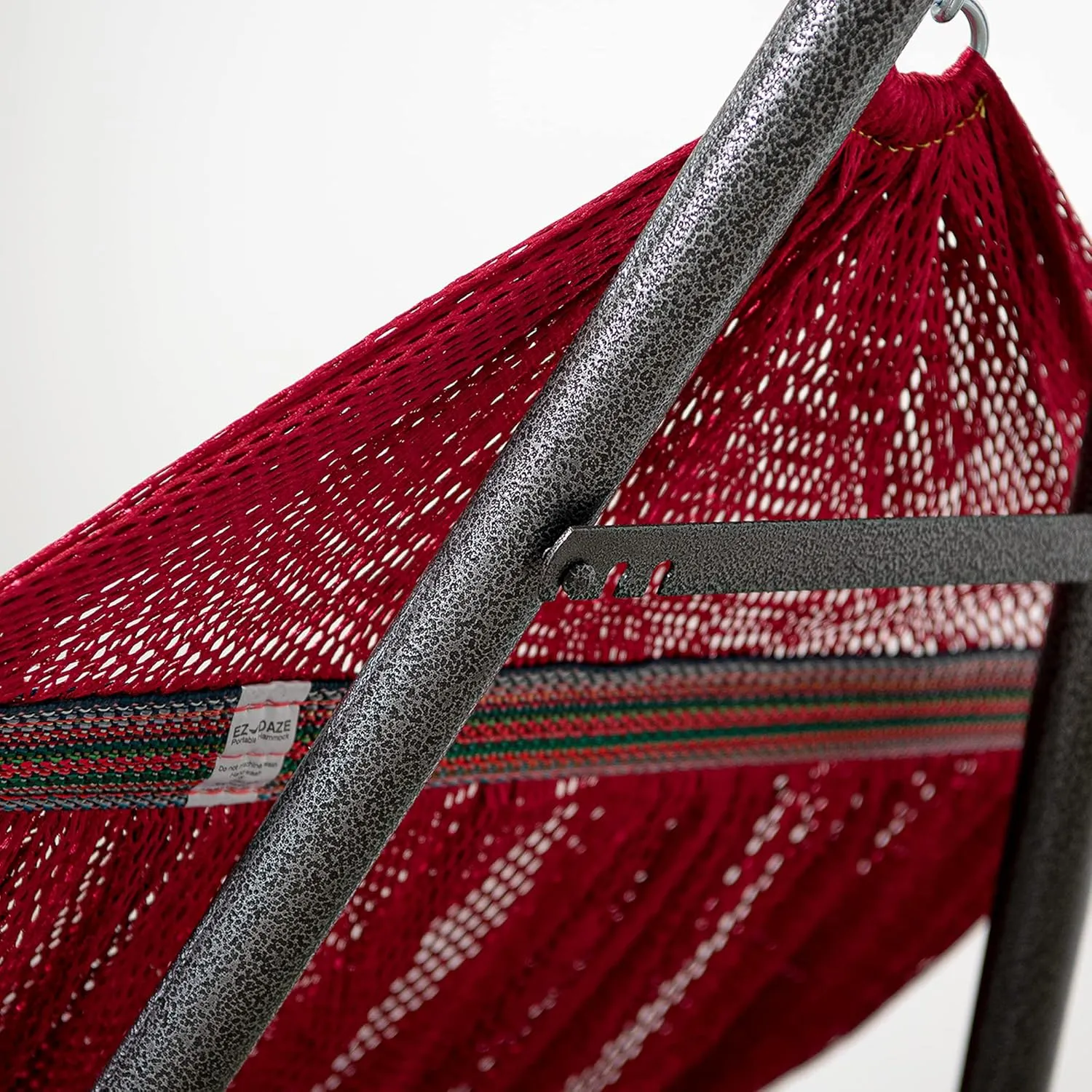 Best Home Fashion Hammock with Collapsible Steel Stand 450 lbs Capacity & Carrying Case, Portable & Adjustable, Perfect for Camping Beach Summer Patio, EZ Daze Foldable Hammock with Stand- RED