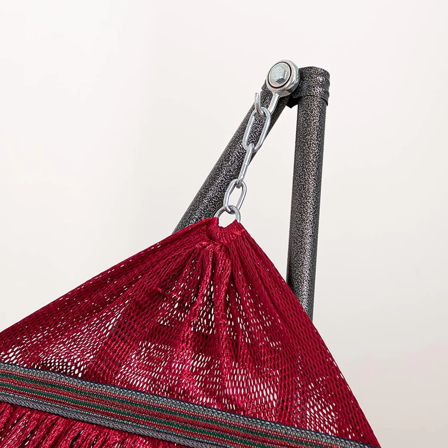 Best Home Fashion Hammock with Collapsible Steel Stand 450 lbs Capacity & Carrying Case, Portable & Adjustable, Perfect for Camping Beach Summer Patio, EZ Daze Foldable Hammock with Stand- RED