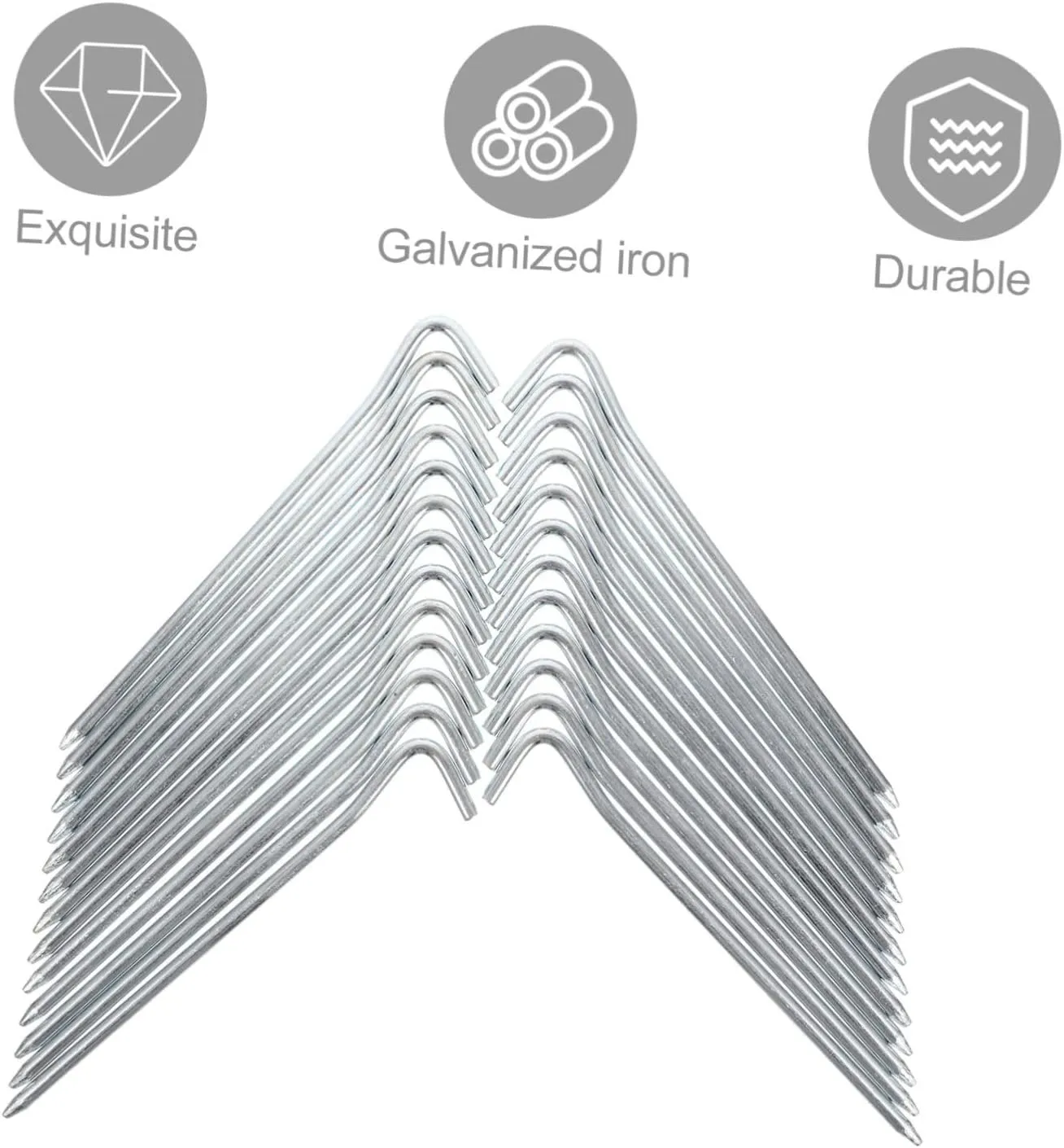 BESTonZON 10pcs Heavy Duty Metal Tent Stakes Galvanized Pegs for Camping Hiking Outdoor Use Durable Fixing Supplies for Tents Tarps Groundsheets