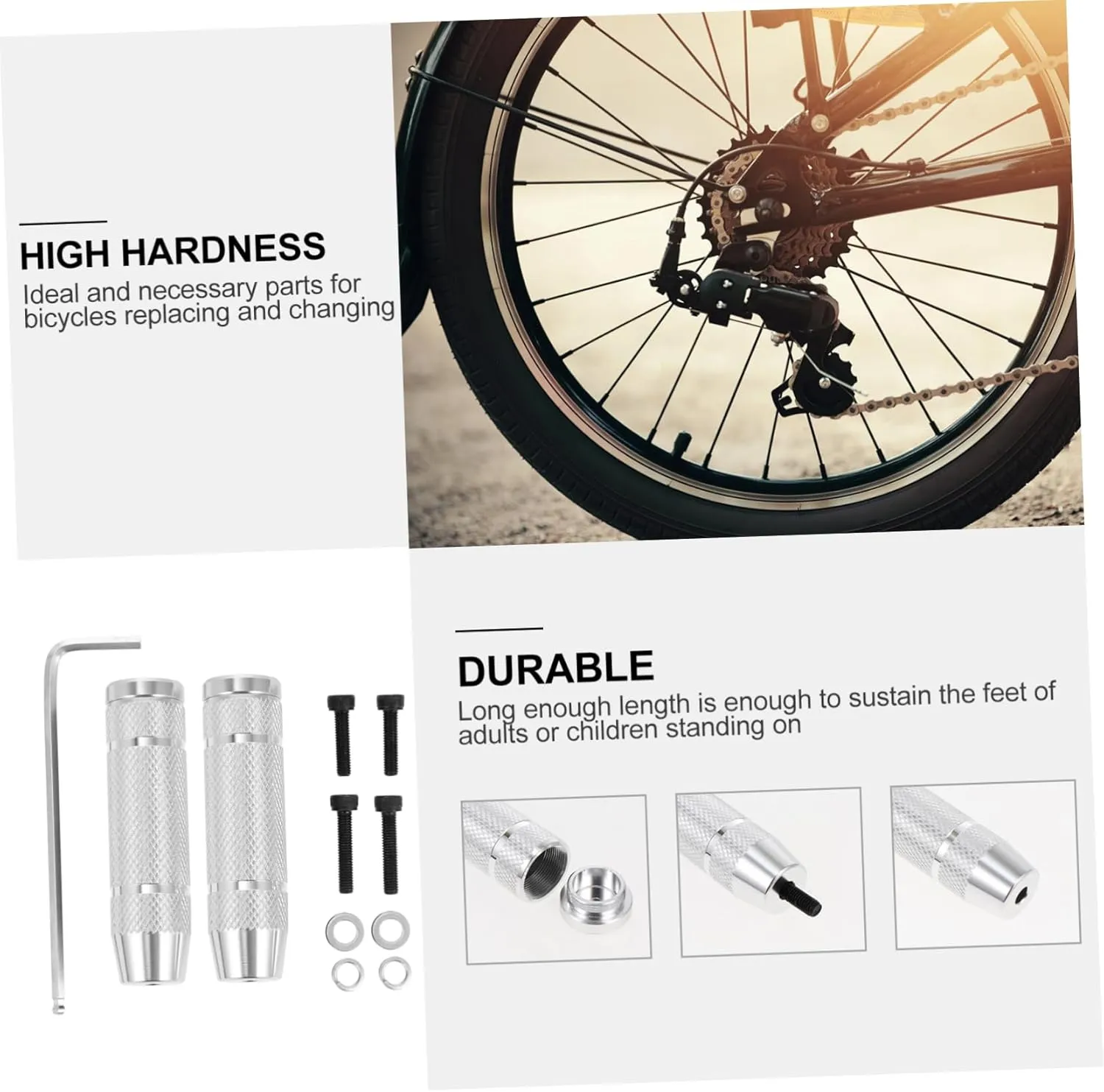 Bicycle Rear Pedal Stunt Bicycle Pedal Seat Pedal Extenders Dirt Axle Pegs for Pedestal Lightweight