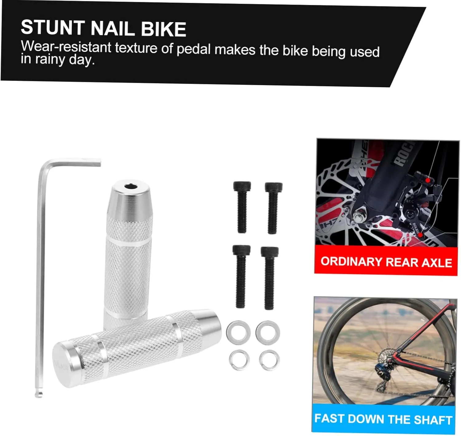 Bicycle Rear Pedal Stunt Bicycle Pedal Seat Pedal Extenders Dirt Axle Pegs for Pedestal Lightweight