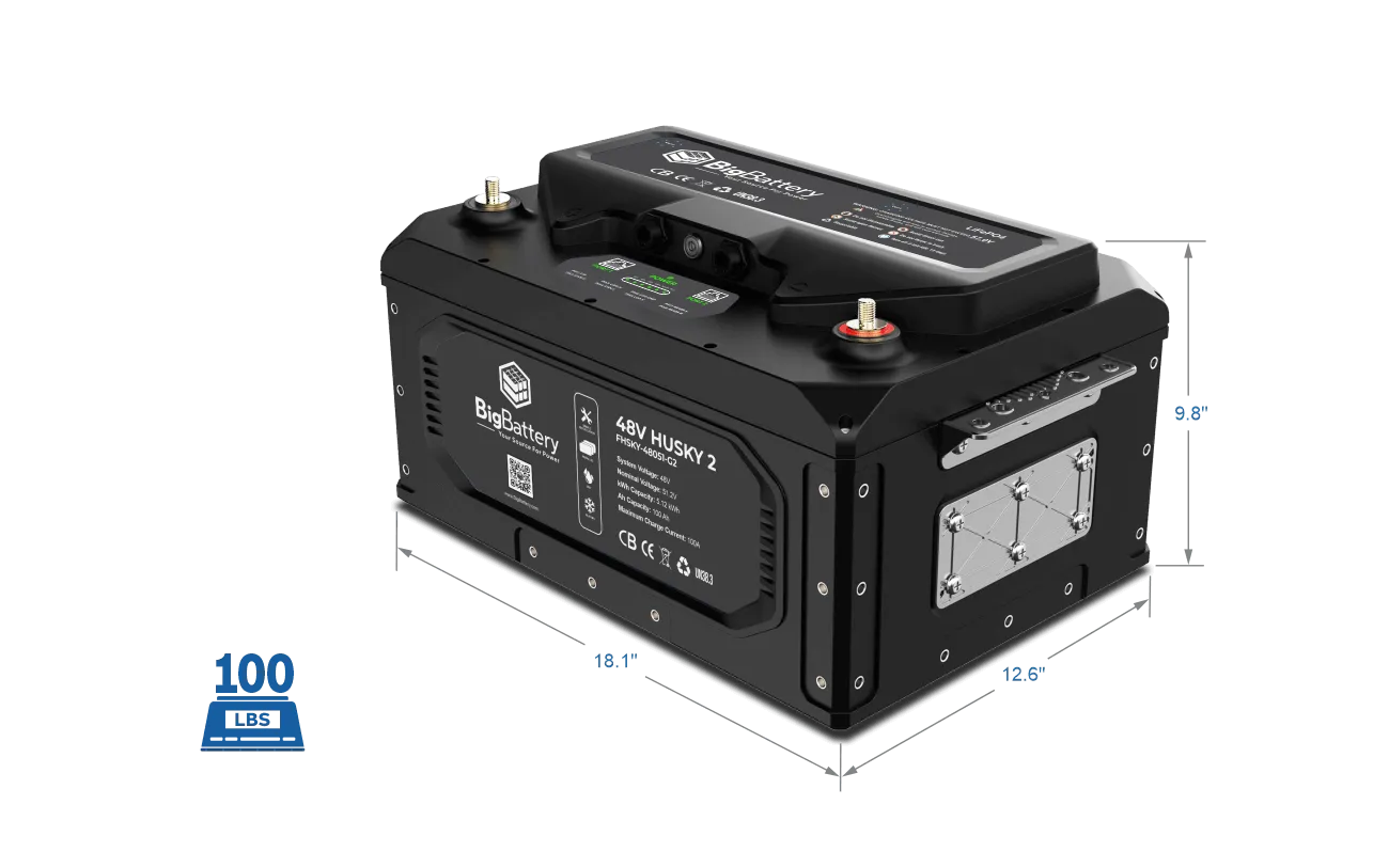 BigBattery 48V HUSKY 2 LiFePO4 Battery | 5.12kWh | Powerful Upgrade for RVs, Camper Vans & Commercial Vehicles