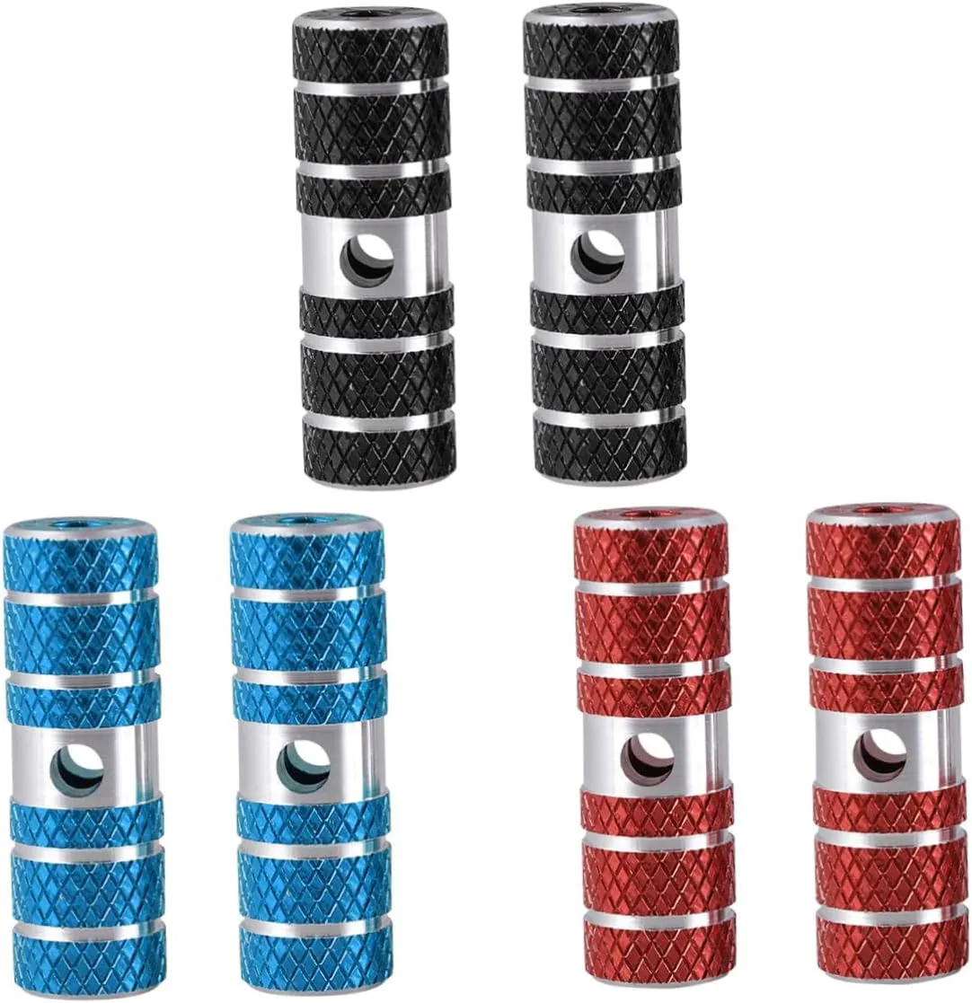 Bike Pegs for Mountain Bike 2 Pair Red Aluminum Alloy Cylinder Foot Pegs Fits 9.5mm 10mm Axles Easy to Install