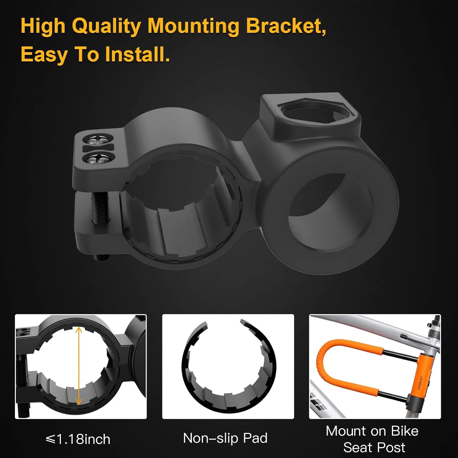 Bike U Lock Heavy Duty Bike Lock Bicycle Lock, 16mm U Lock and 3ft / 5ft / 6ft Length Security Cable with Sturdy Mounting Bracket for Bicycle, Motorcycle and More
